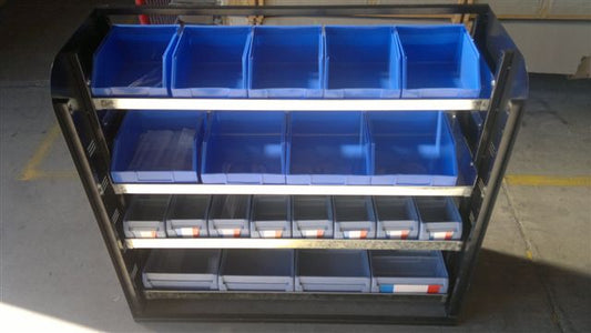 4 Tier Shelving Unit with Plastic Containers